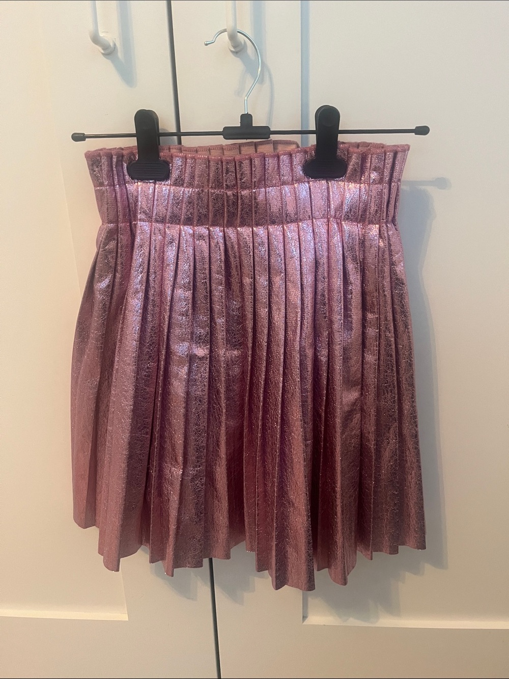Lola + The Boys Metallic Rose Pleated Mini Skirt